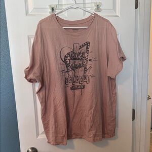 torrid Dusty Rose Graphic Tee with Western Saloon Print